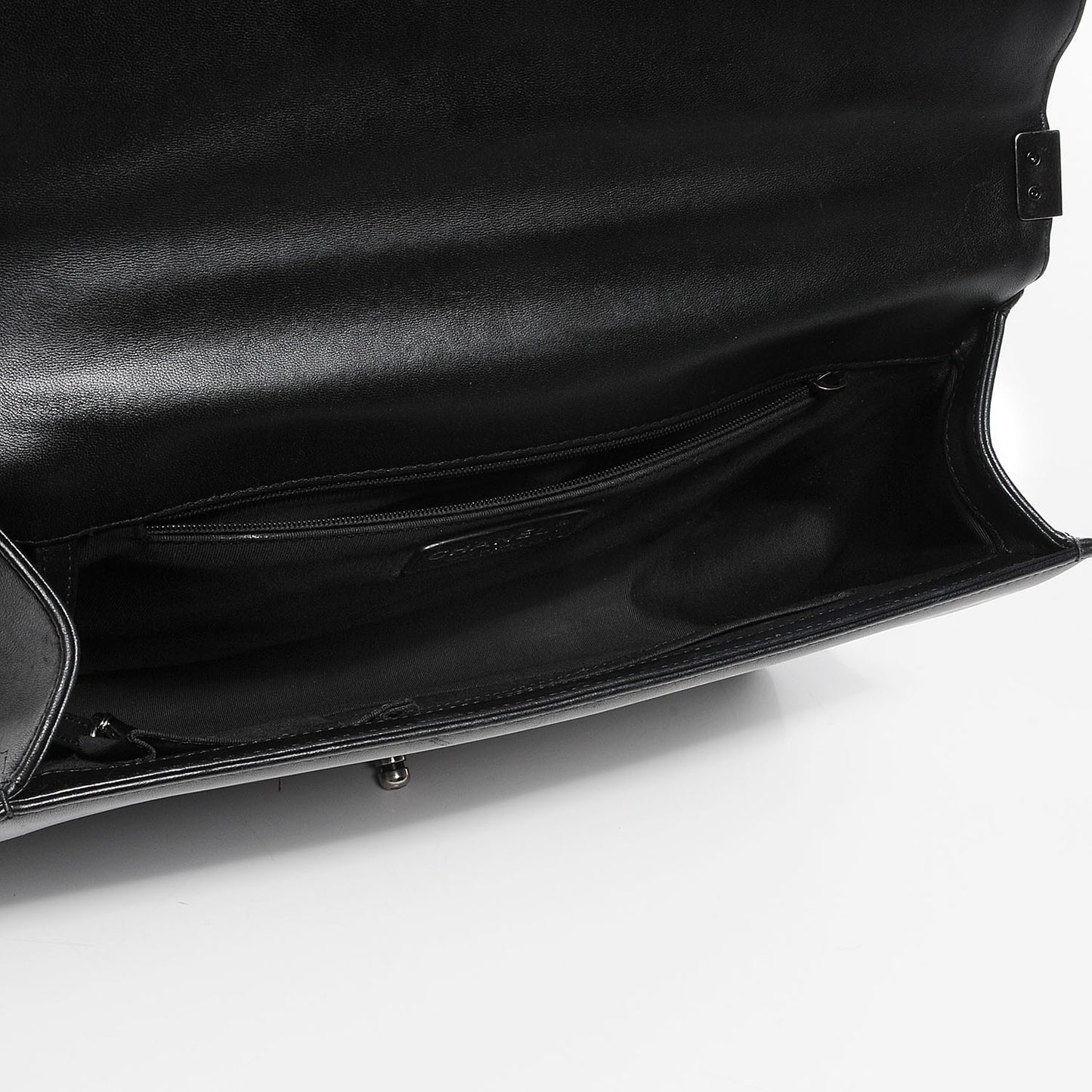 Lambskin Quilted Large Boy Flap Black