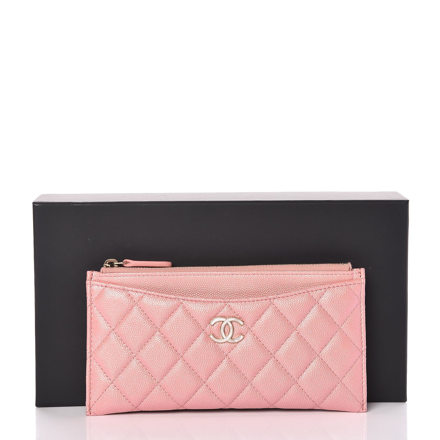 Chanel Iridescent Caviar Quilted Classic Zip Pouch Rose Pink 8 of 8