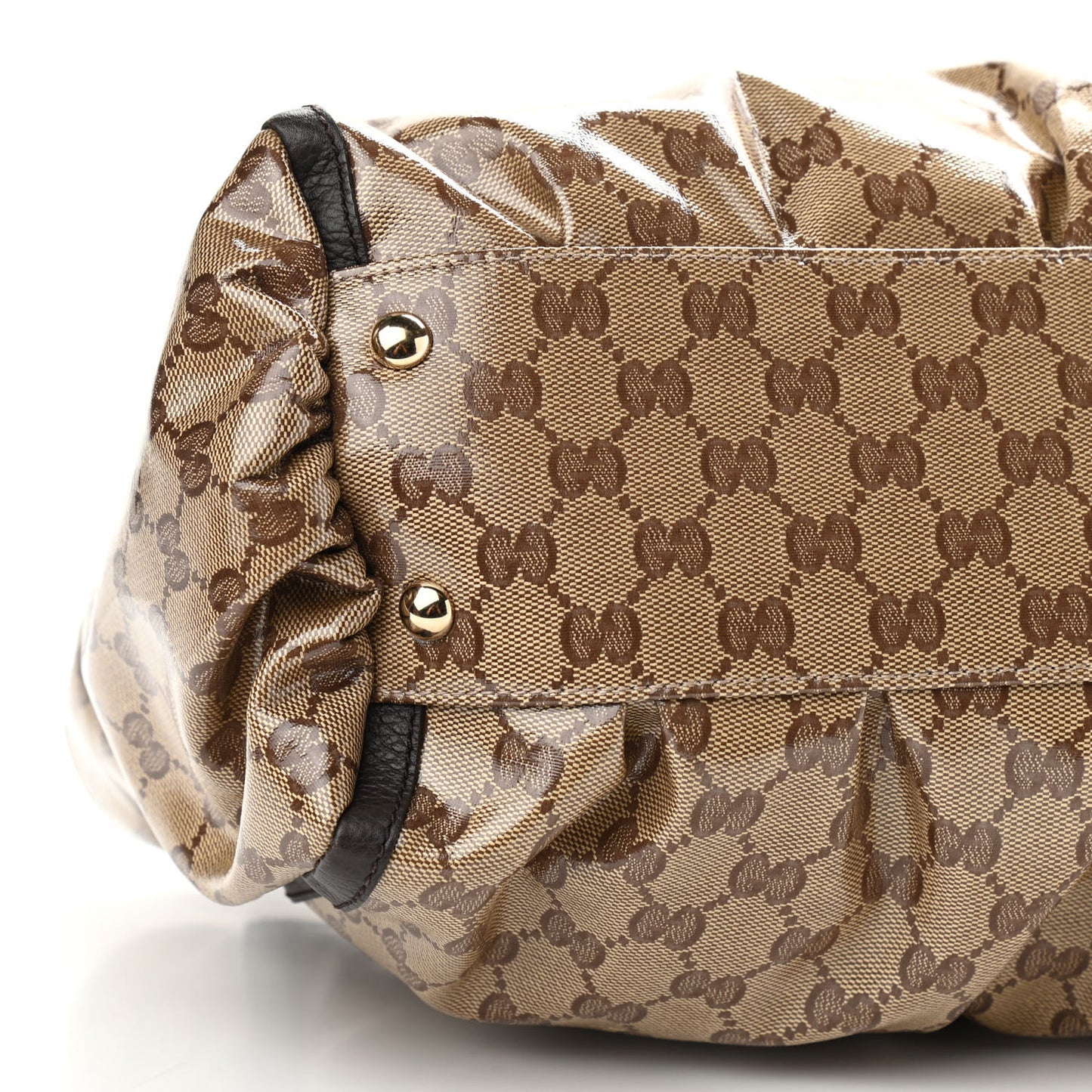 Crystal Monogram Large D Gold Hobo Dark Brown