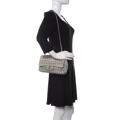 Chanel Tweed Quilted Medium Single Flap Blue Multicolor 2 of 10