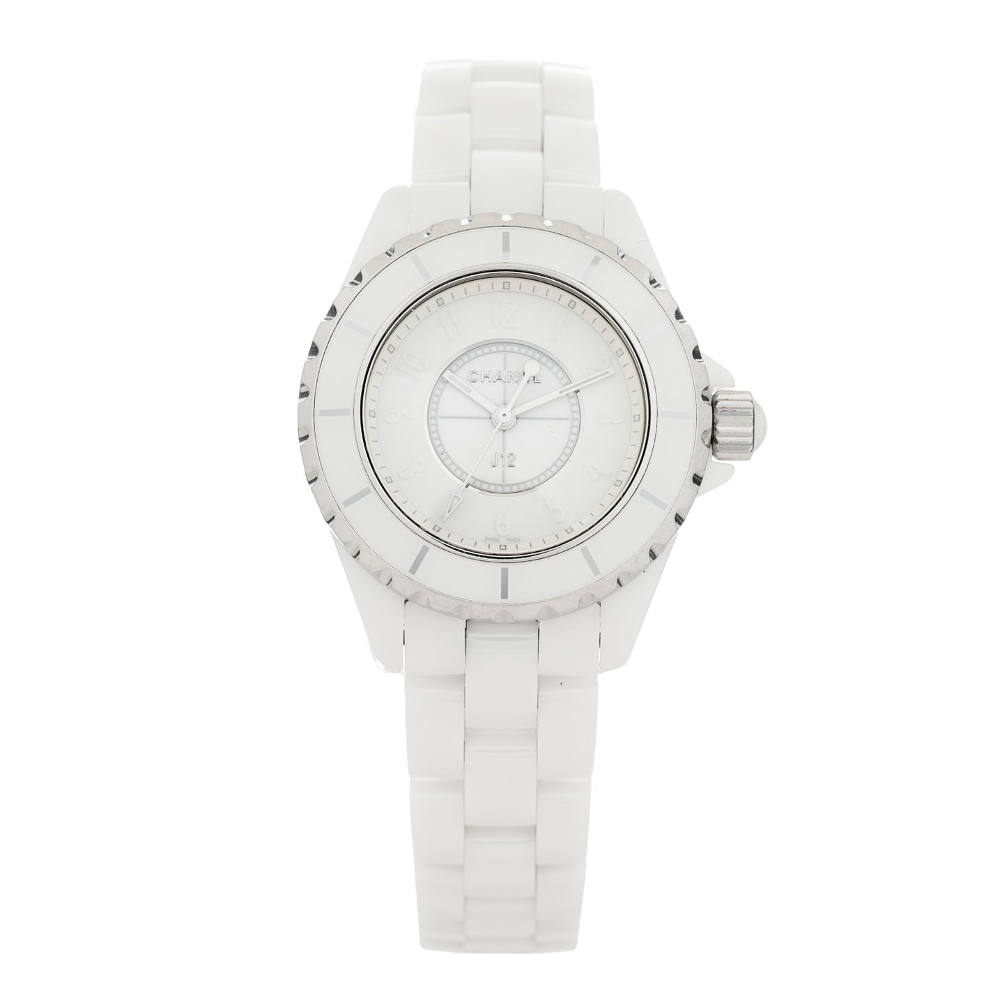 Stainless Steel Ceramic 33mm J12 Phantom Quartz Watch White