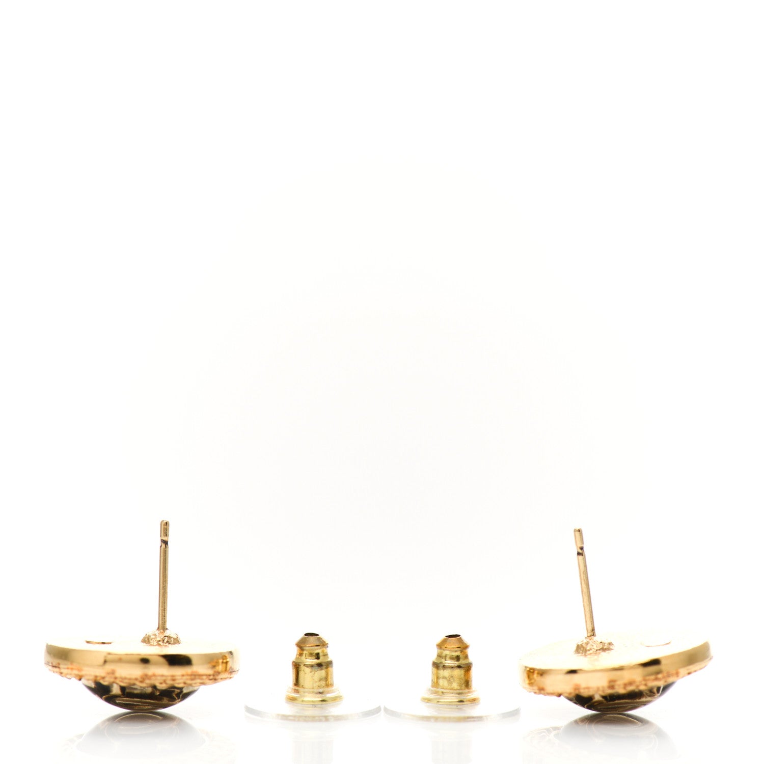 Chanel Resin CC Chain Round Earrings Gold Black 3 of 4