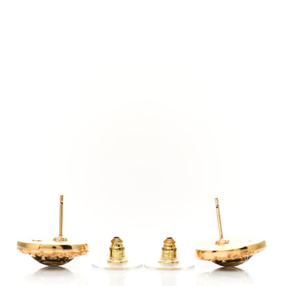 Chanel Resin CC Chain Round Earrings Gold Black 3 of 4
