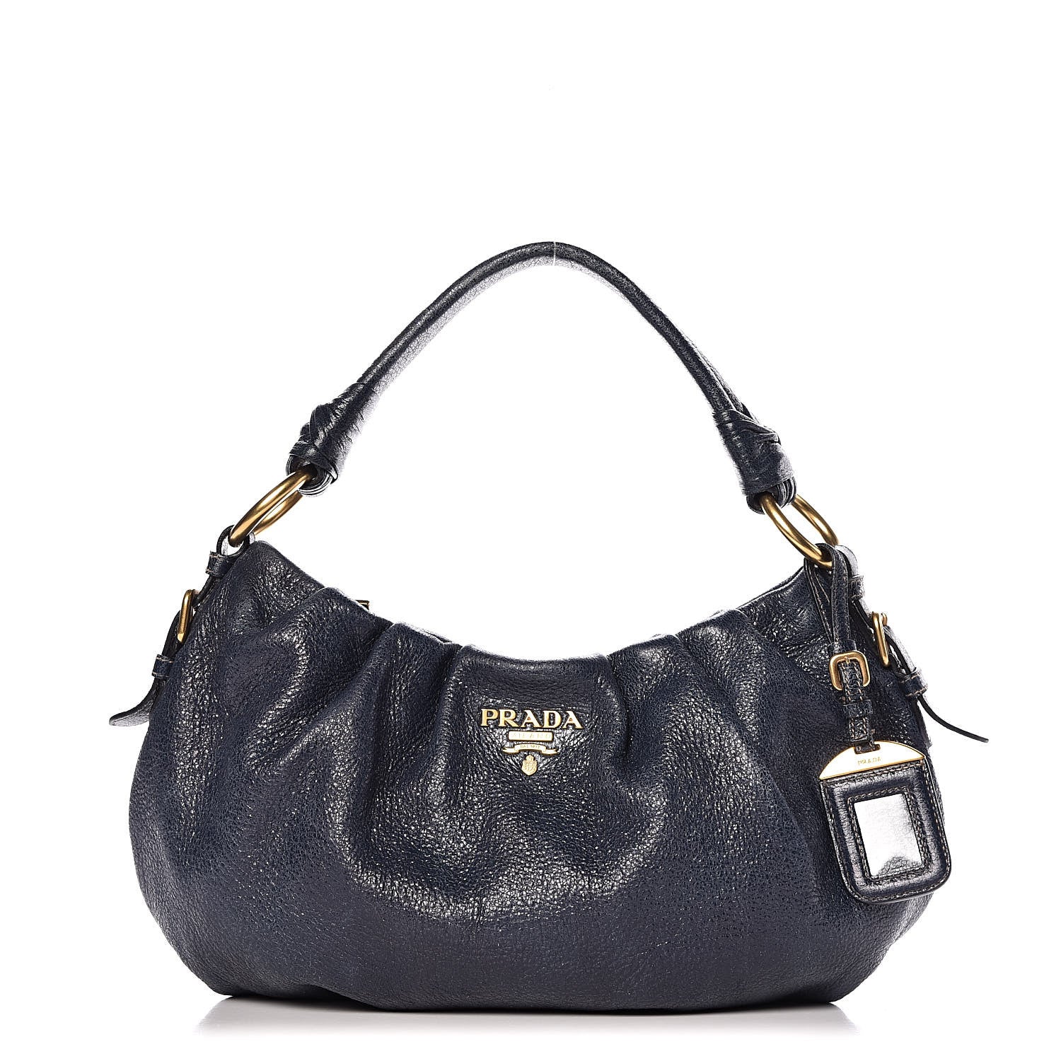 Prada Metallic Vitello Daino Hobo Dark Blue 1 of 12