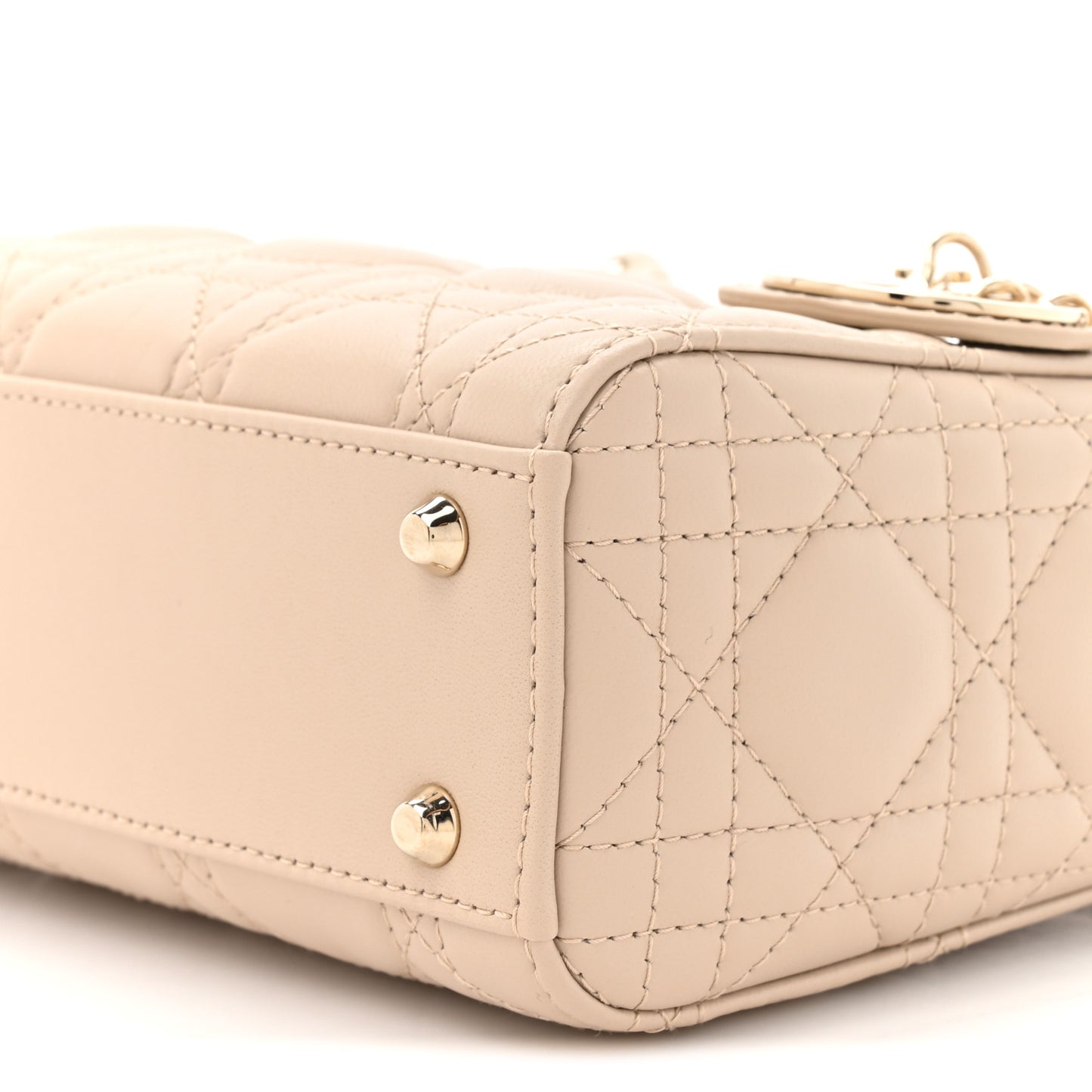 Lambskin Cannage Mini Lady Dior Powder Beige