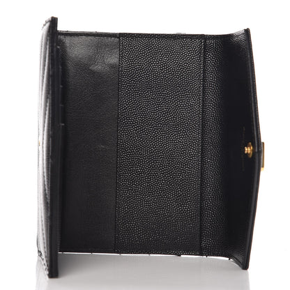 Saint Laurent Grain De Poudre Matelasse Chevron Small Monogram Passport Case Black 5 of 10