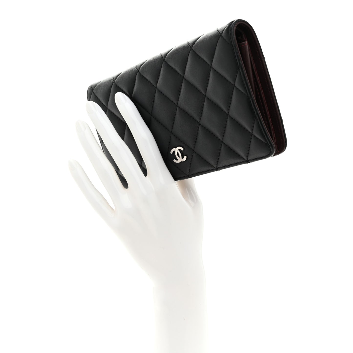 Lambskin Quilted Yen Wallet Black