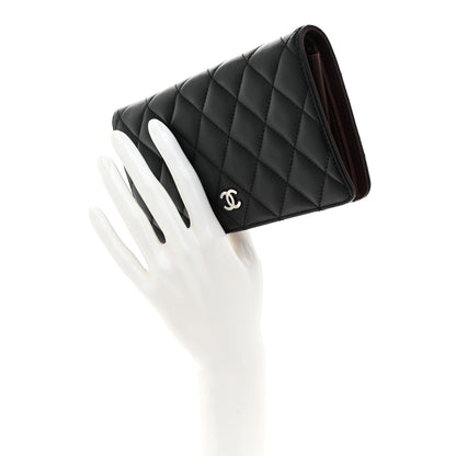 Chanel Lambskin Quilted Yen Wallet Black 2 of 9