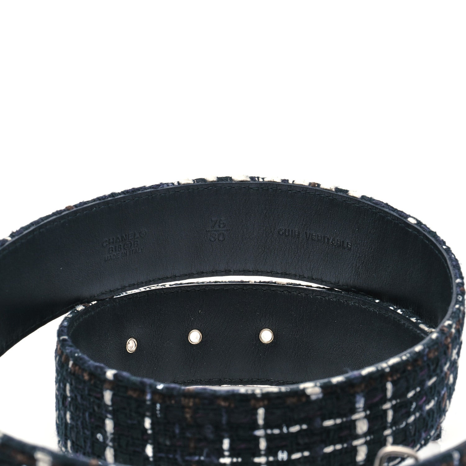 Chanel Tweed Logo Belt 75 30 Black Multicolor 4 of 5