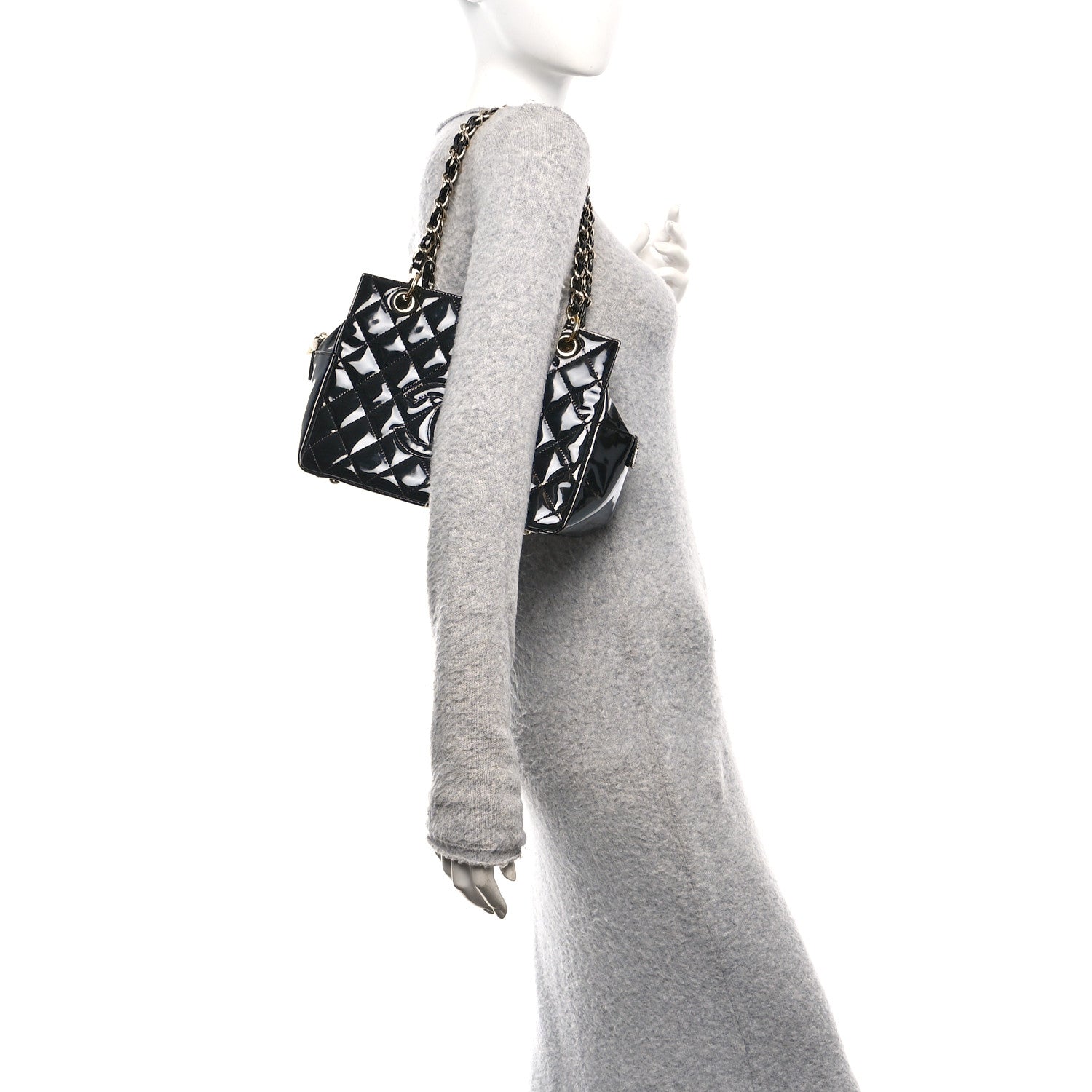 Chanel Patent Quilted Petit Timeless Tote PTT Black 2 of 9