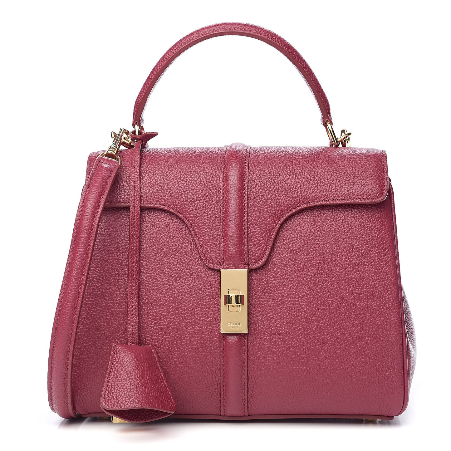 Grained Calfskin Small 16 Top Handle Bag Rasberry