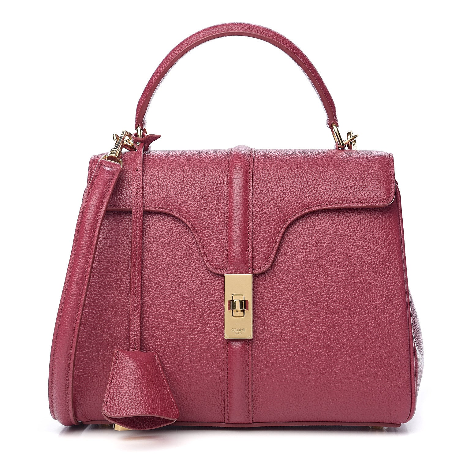 Celine Grained Calfskin Small 16 Top Handle Bag Rasberry 1 of 8