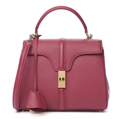 Celine Grained Calfskin Small 16 Top Handle Bag Rasberry 1 of 8