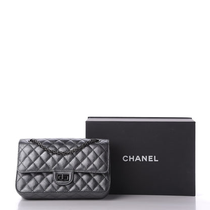 Chanel Metallic Aged Calfskin Quilted 2.55 Reissue 225 Flap Charcoal 9 of 9