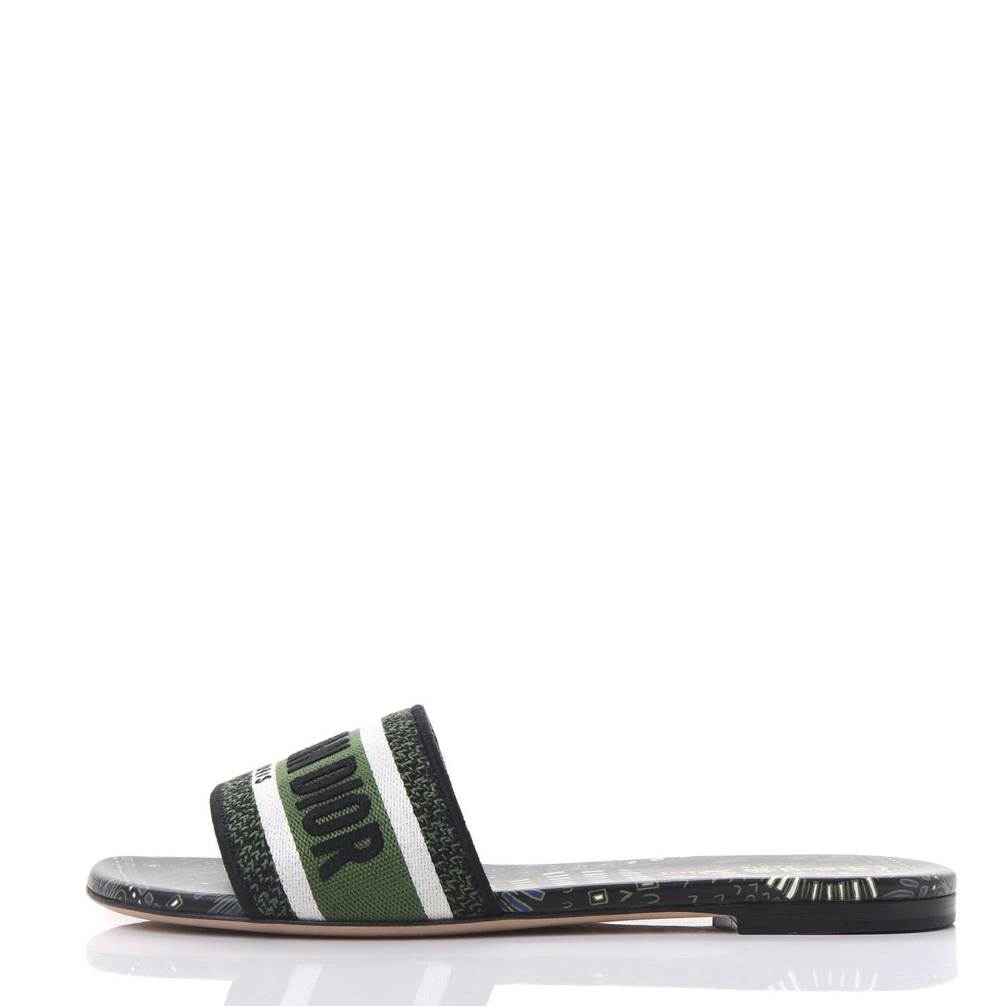 Canvas Embroidered Animals Dway Mules Slide Sandals 37 Green