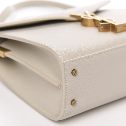Saint Laurent Grain de Poudre Mini Classic Monogram Cassandra Top Handle Crema Soft Rouge Legion 9 of 11