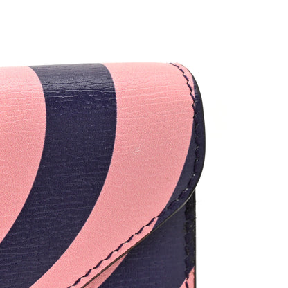 Gucci Textured Dollar Calfskin Enamel Double G Strawberry Wallet On Chain Pink Blue 11 of 14