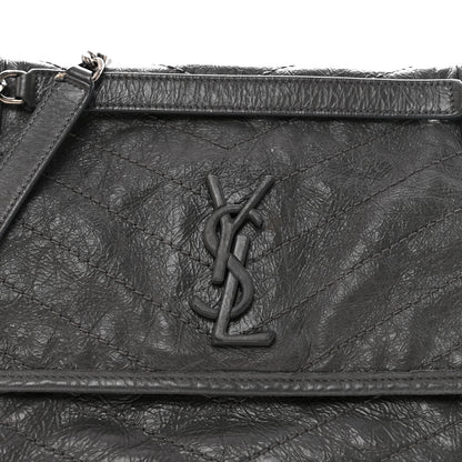 Saint Laurent Crinkled Calfskin Matelasse Monogram Medium Niki Chain Satchel Fog 8 of 12