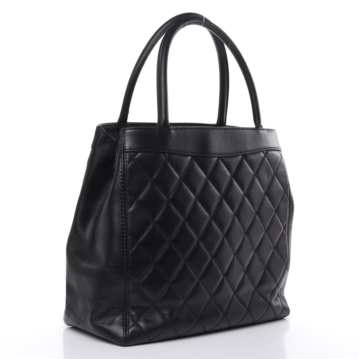 Calfskin Quilted CC Shopping Tote Black