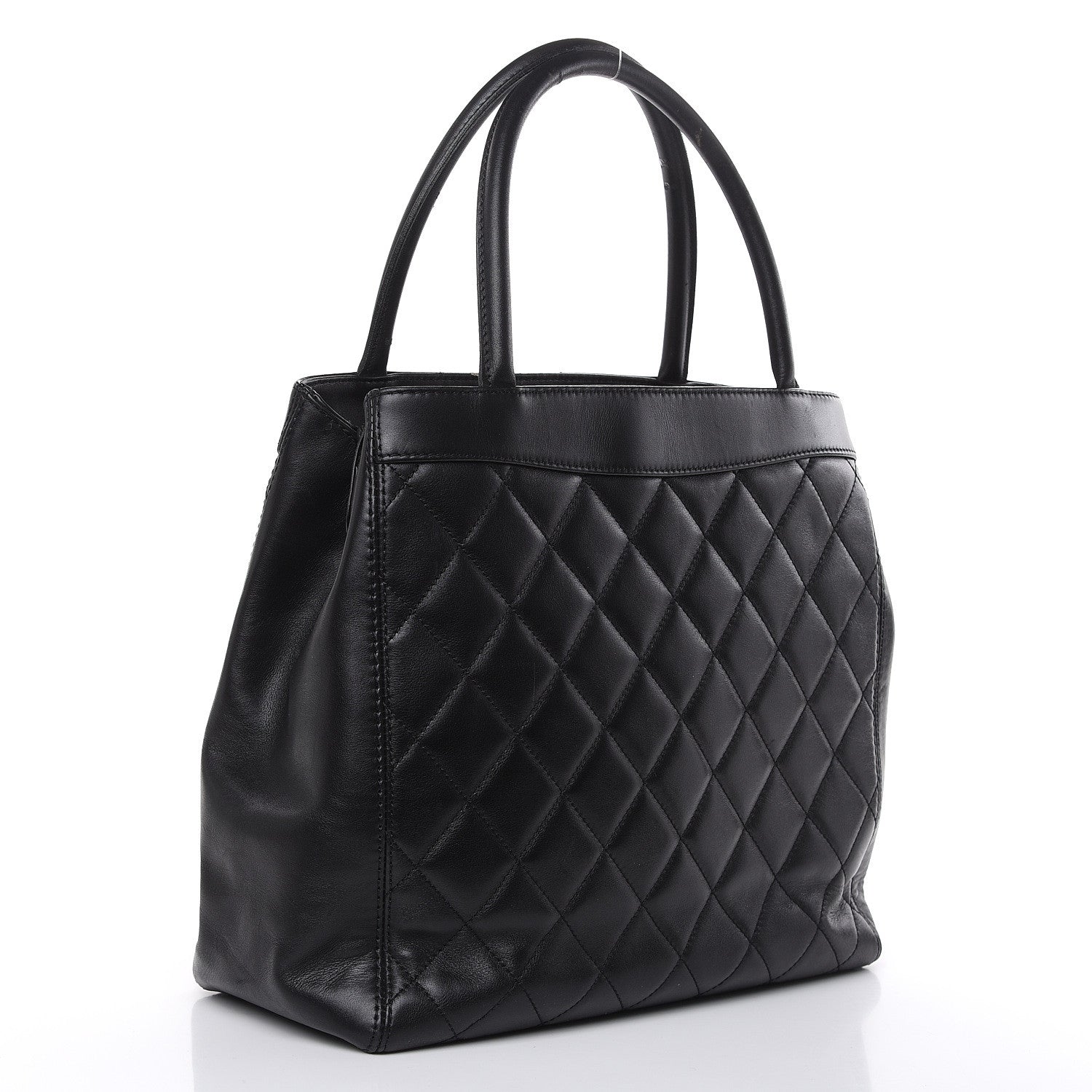 Chanel Calfskin Quilted CC Shopping Tote Black 4 of 16