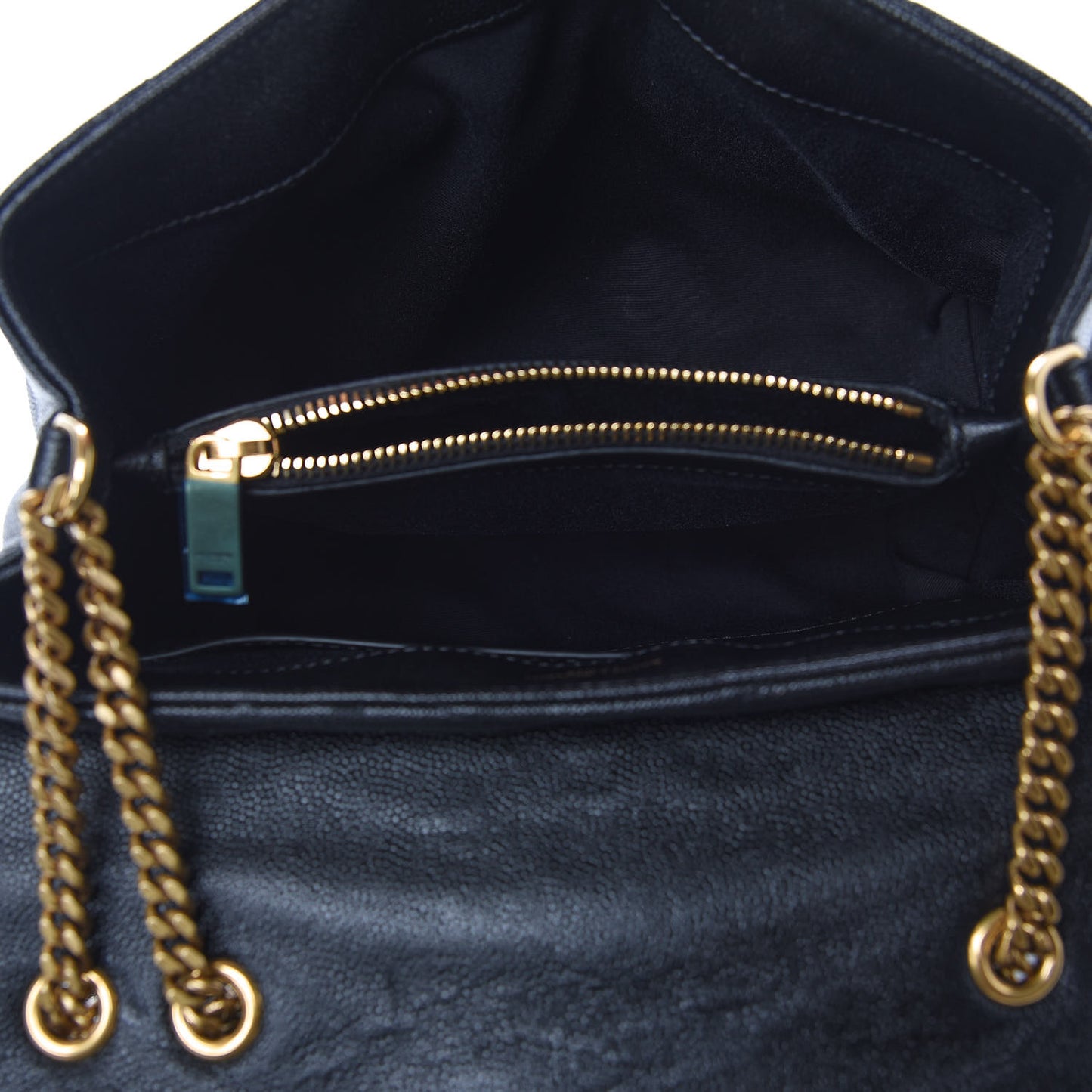 Grain de Poudre Calfskin Y Quilted Monogram Small Loulou Chain Satchel Black