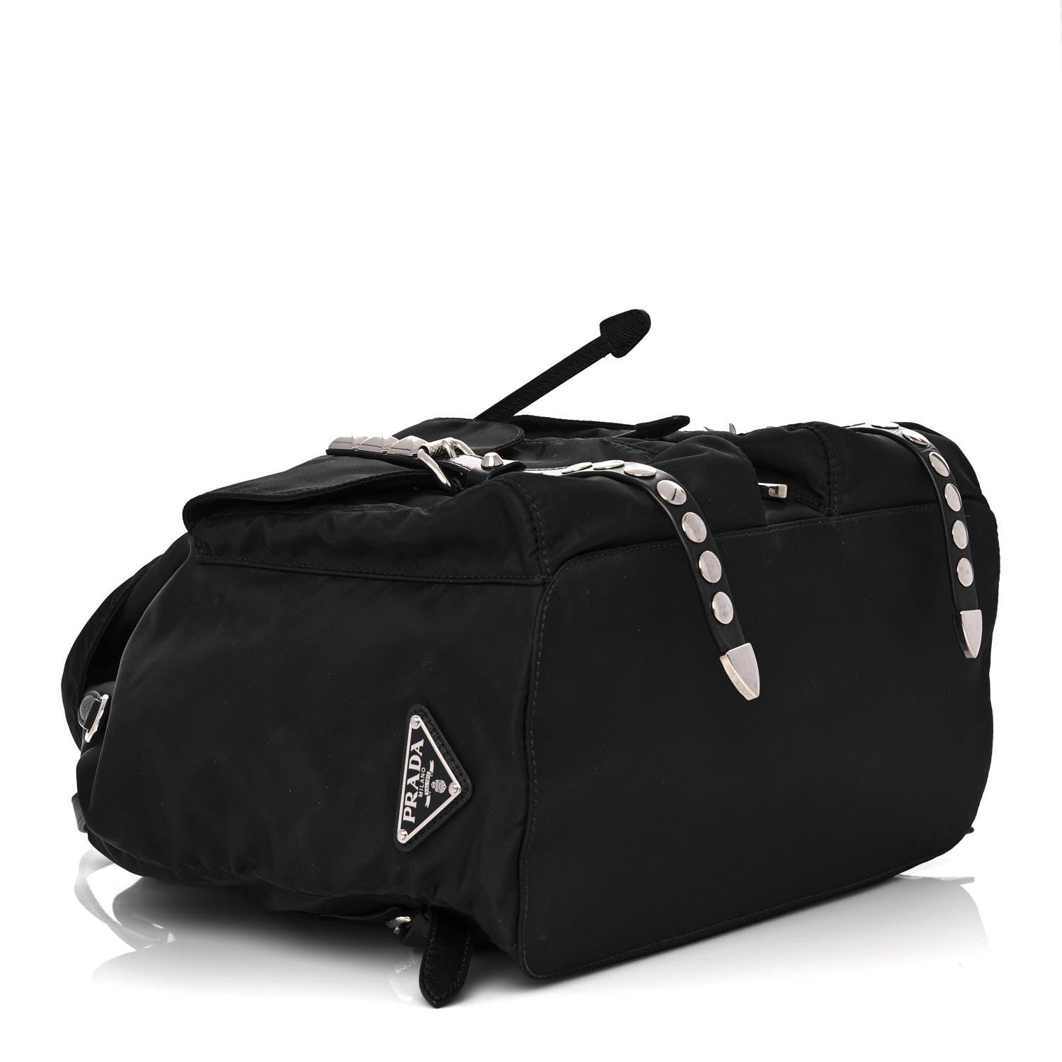 Prada Nylon New Vela Studded Backpack Black 4 of 12