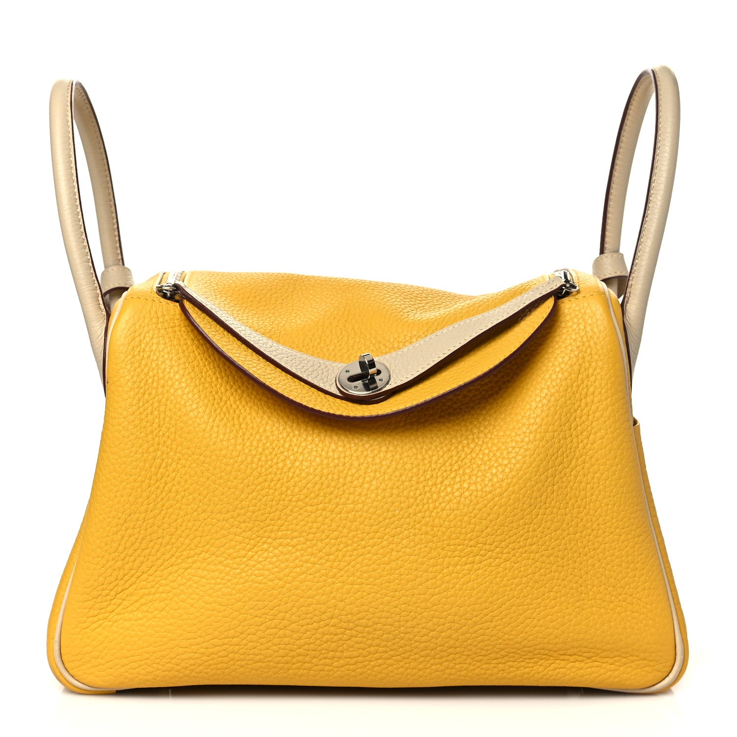 Hermes Taurillon Clemence Bi-Color Lindy 30 Jaune Soleil Parchemin 1 of 10