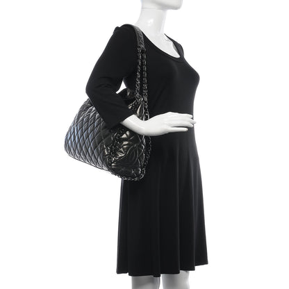 Chanel Metallic Calfskin Quilted Large Chain Me Hobo Dark Grey 2 of 7