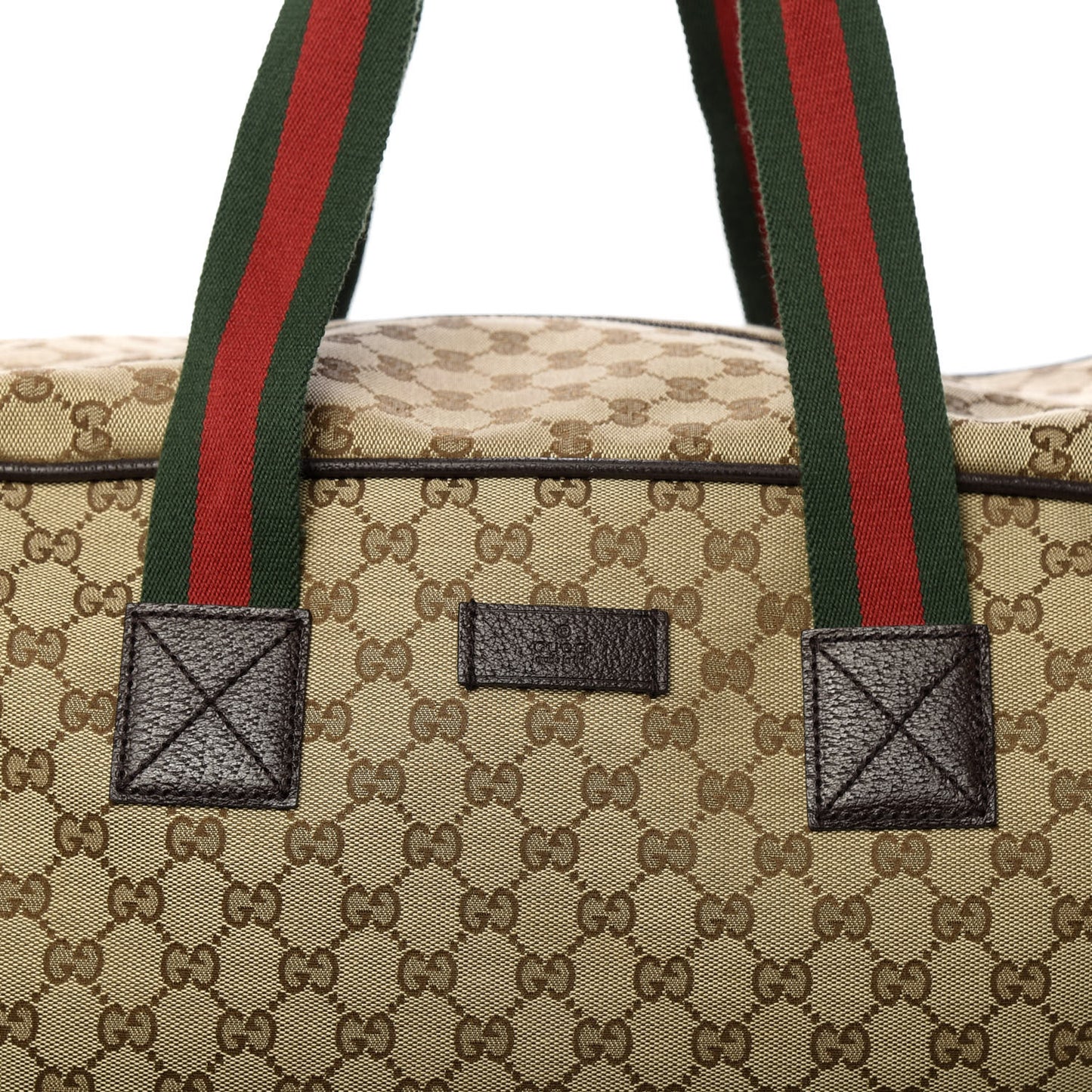 GG Monogram Web Large Collapsible Carry On Duffle Beige Brown