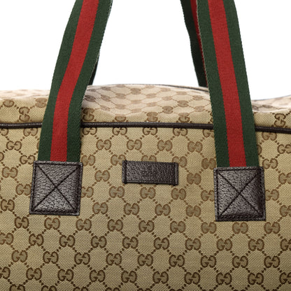 Gucci GG Monogram Web Large Collapsible Carry On Duffle Beige Brown 9 of 9