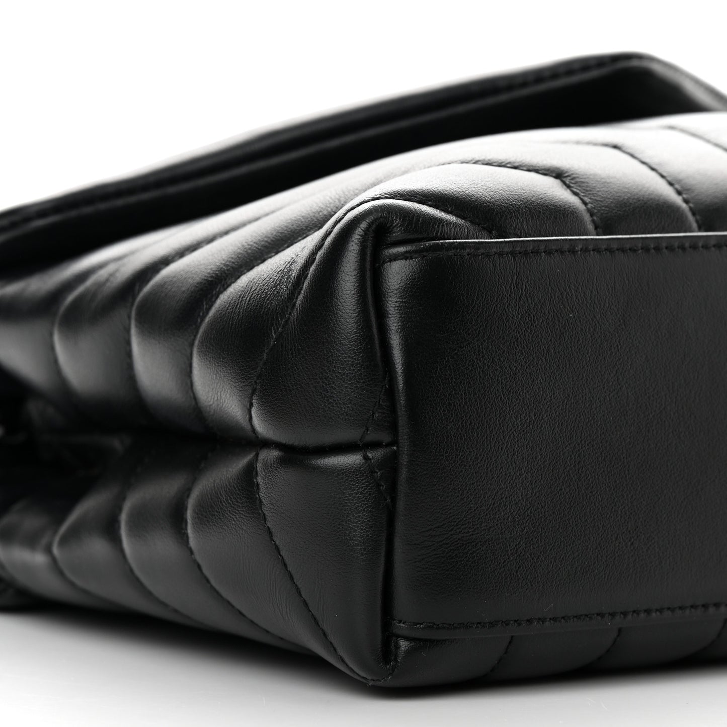 Calfskin Y Quilted Monogram Small Loulou Chain Satchel Black