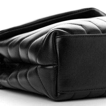 Saint Laurent Calfskin Y Quilted Monogram Small Loulou Chain Satchel Black 9 of 14