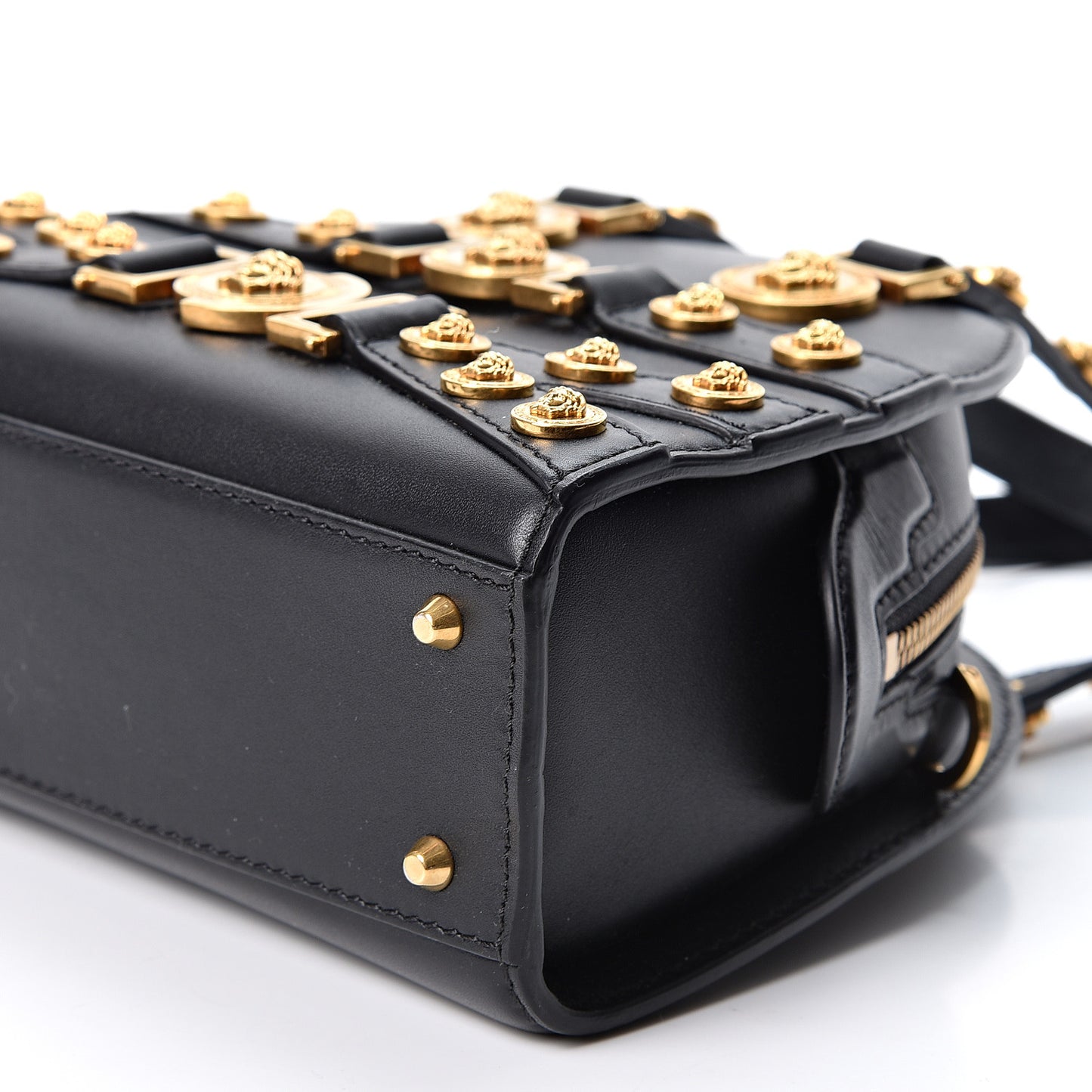 Calfskin Small Medallion Tribute Bowling Bag Black