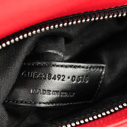 Saint Laurent Sheepskin Matelasse Chevron Monogram College Chain Wallet New Red 7 of 7