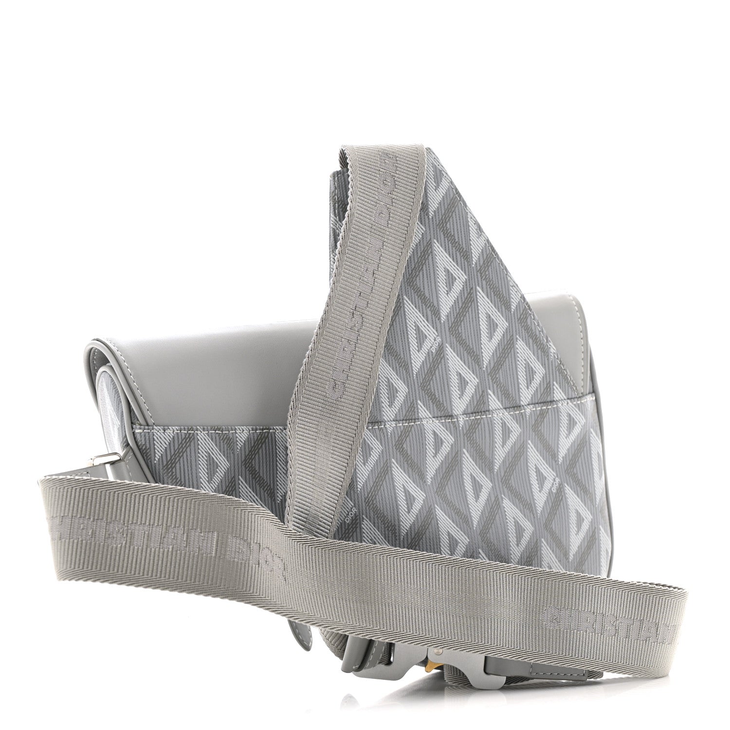 Christian Dior Coated Canvas Calfskin CD Diamond Mens Saddle Bag Gray 3 of 12
