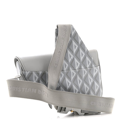 Christian Dior Coated Canvas Calfskin CD Diamond Mens Saddle Bag Gray 3 of 12