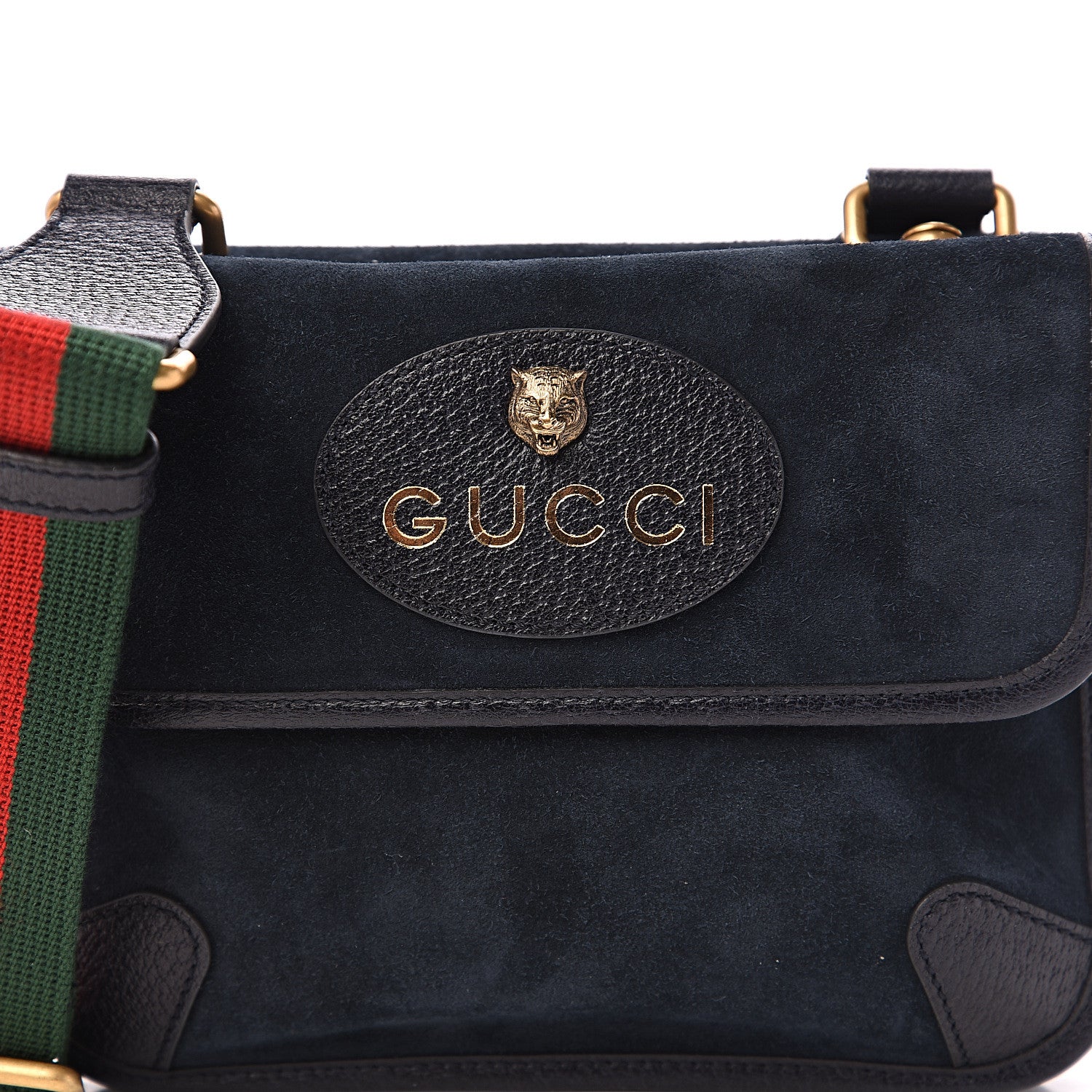 Gucci Suede Web Small Neo Vintage Double Flap Messenger Bag Blue 9 of 9