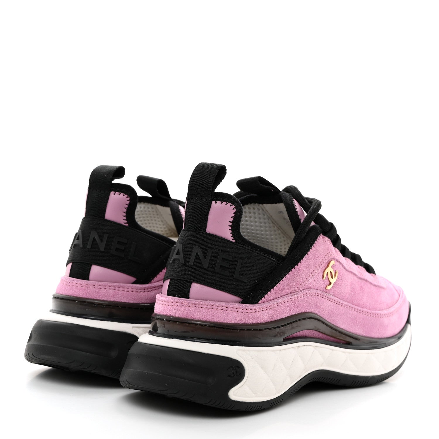 Chanel Suede Calfskin Nylon Grosgrain CC Sneakers 36 Dark Pink 4 of 9