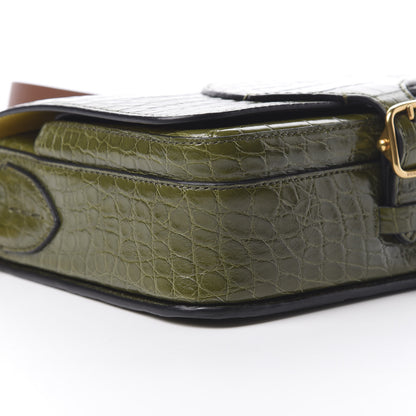 Burberry Alligator Square Satchel Dark Antique Green 9 of 12