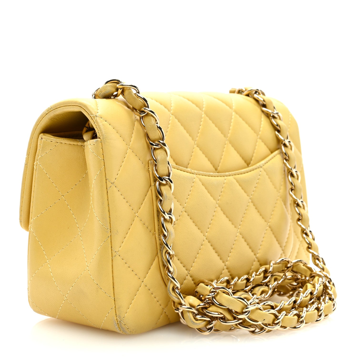 Chanel Lambskin Quilted Mini Rectangular Flap Yellow 3 of 12