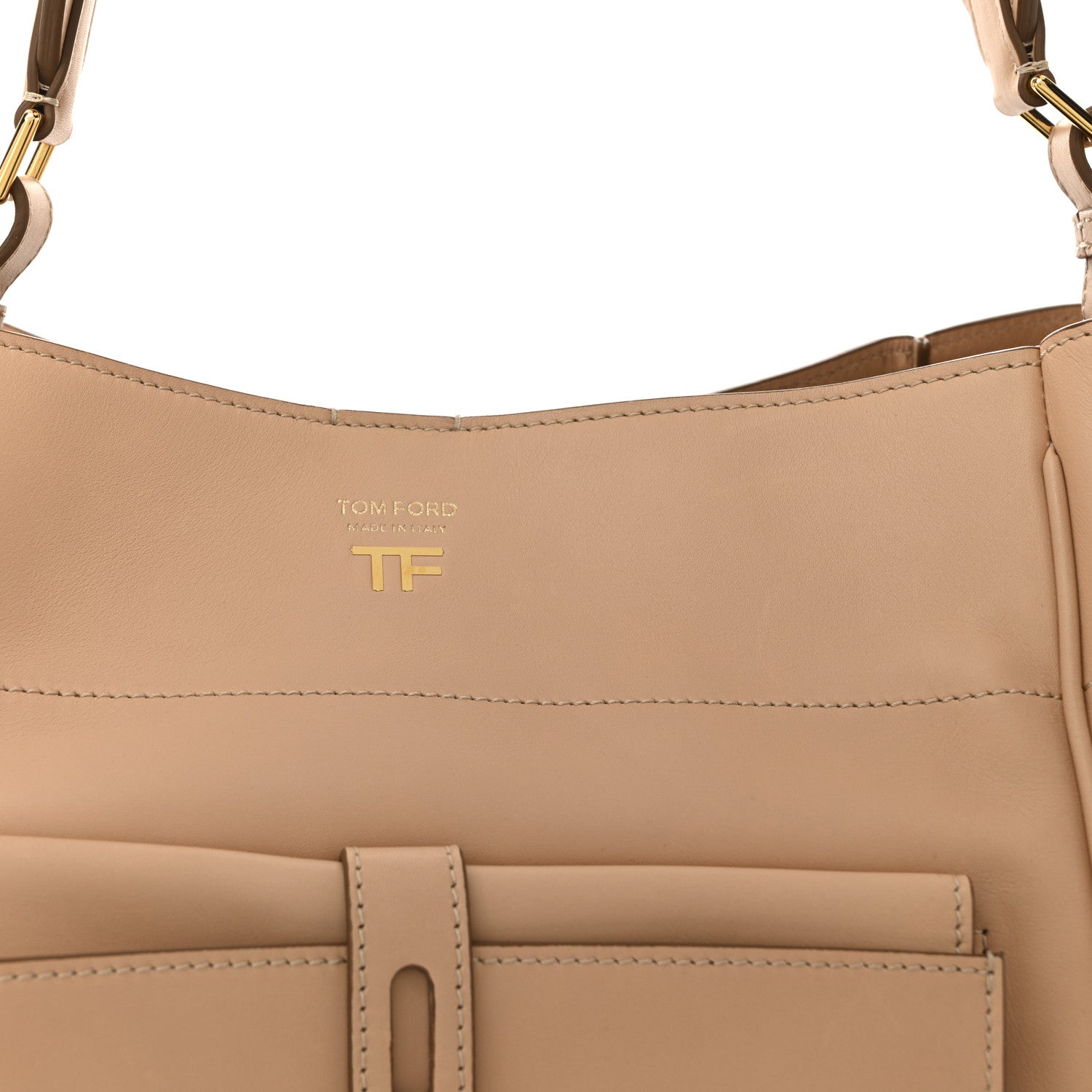 Tom Ford Calfskin Hollywood T Twist Tote Oat 7 of 11