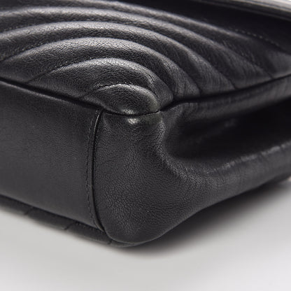 Saint Laurent Sheepskin Matelasse Chevron Monogram Medium College Bag Black 12 of 16