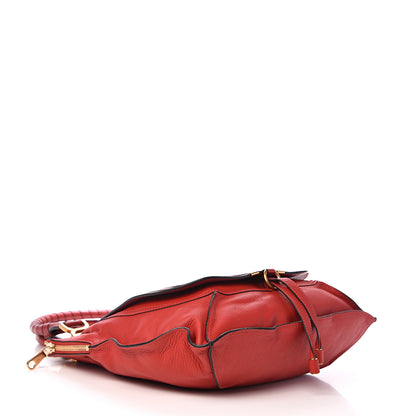 Chloe Calfskin Marcie Size Zip Satchel Plaid Red 3 of 9