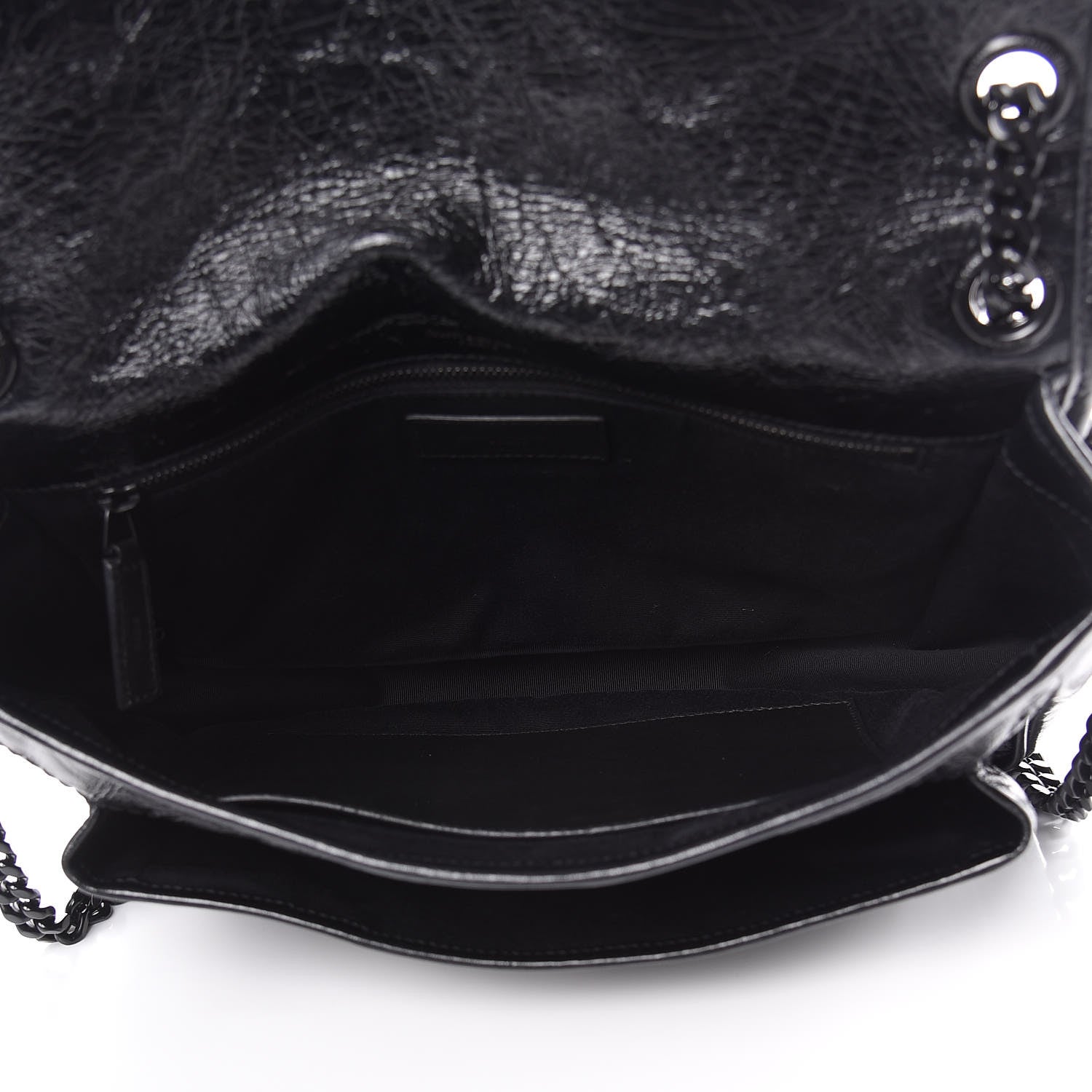 Saint Laurent Crinkled Calfskin Matelasse Monogram Medium Niki Chain Satchel Black 5 of 10