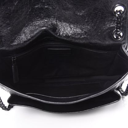 Saint Laurent Crinkled Calfskin Matelasse Monogram Medium Niki Chain Satchel Black 5 of 10
