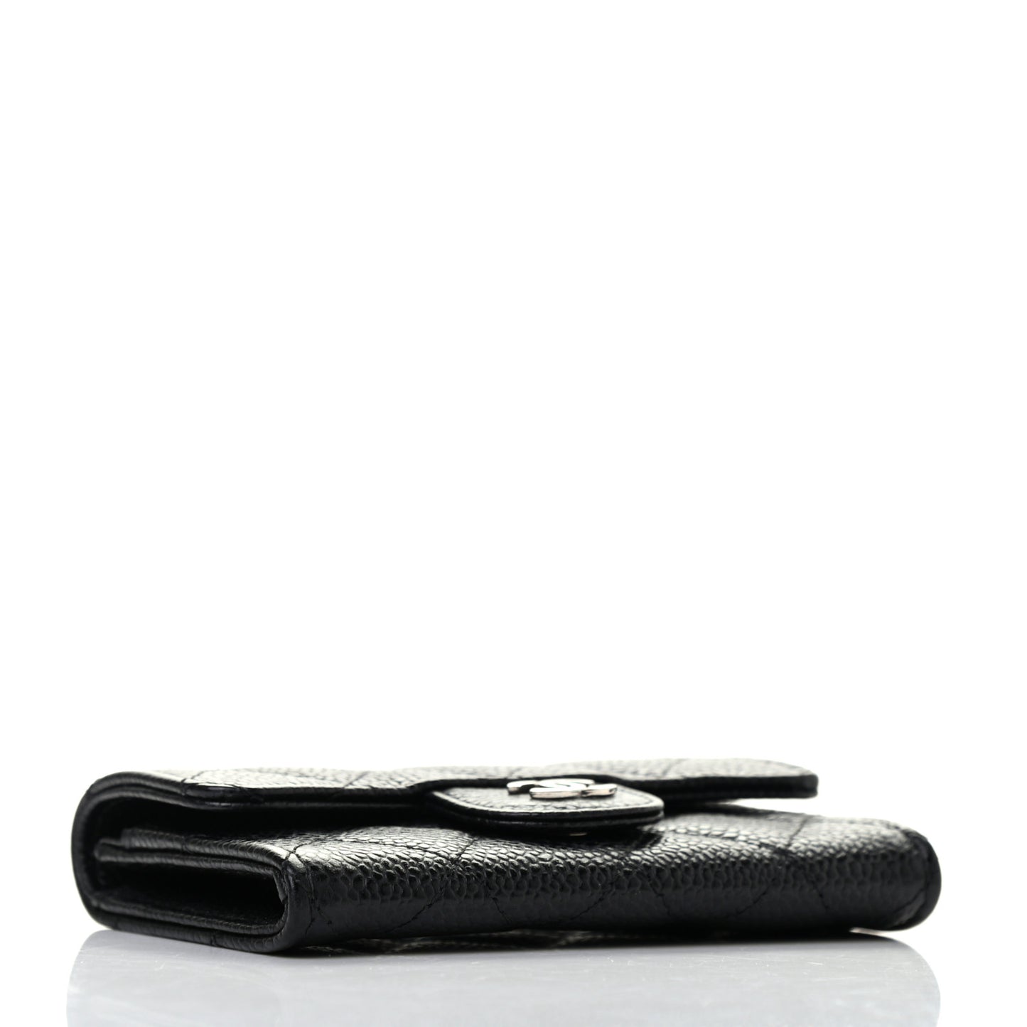 Caviar Quilted Flap Card Holder Black
