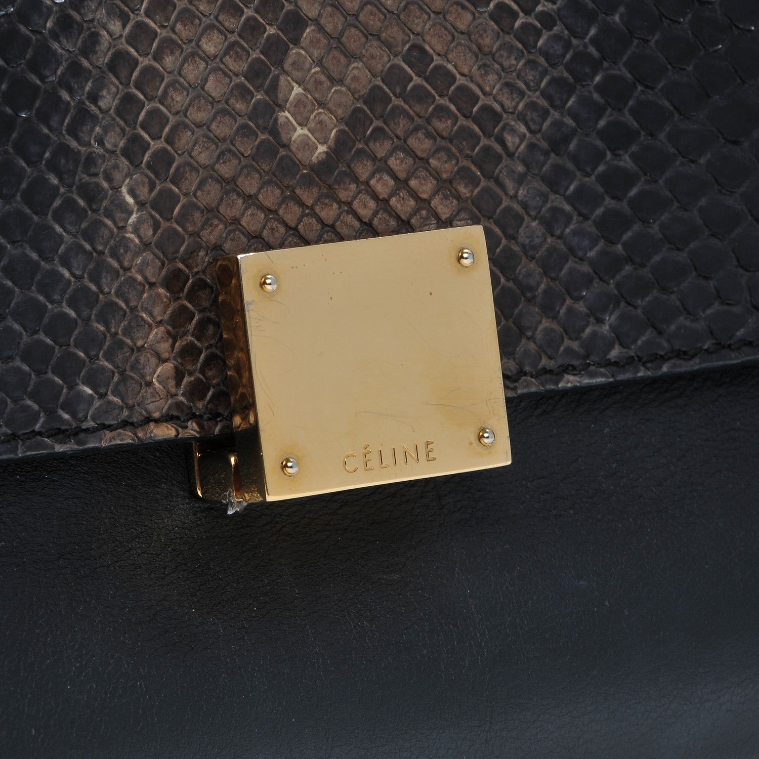 Celine Python Suede Small Trapeze Black 7 of 7