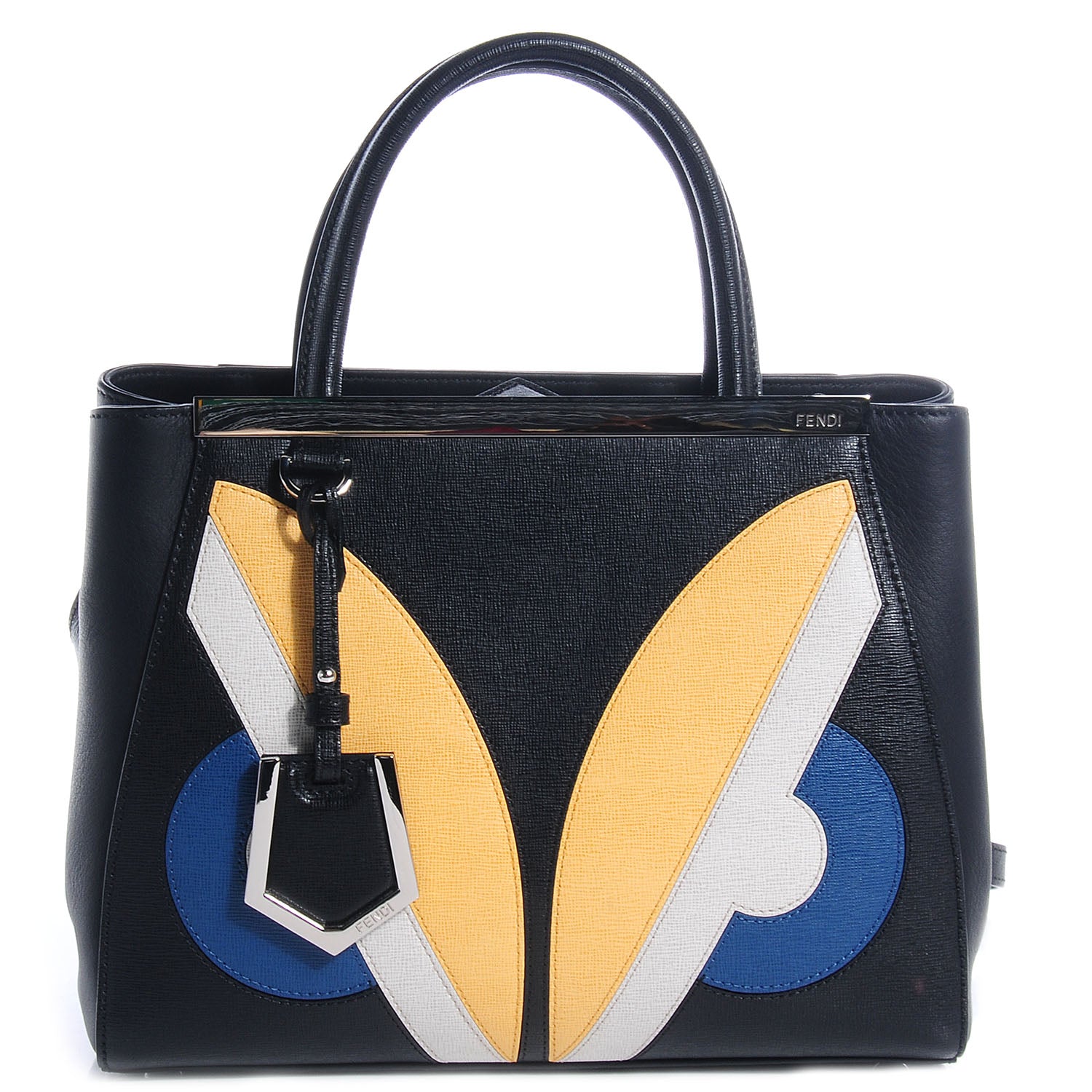 Fendi Saffiano Monster Colorblock Petite 2Jours Tote Black 1 of 10