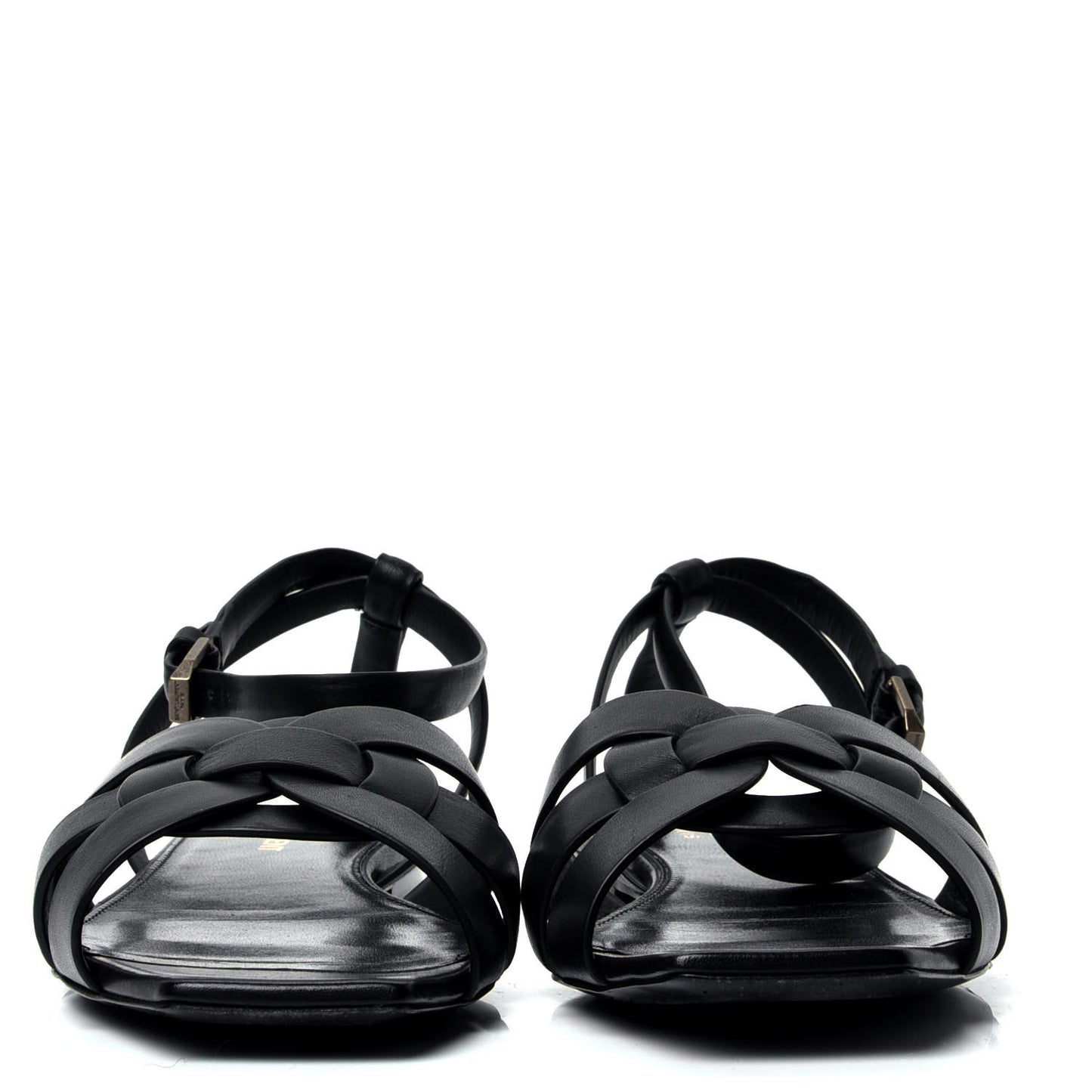 Calfskin Tribute 05 Ankle Strap Flat Sandals 37.5 Black