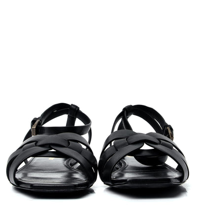 Saint Laurent Calfskin Tribute 05 Ankle Strap Flat Sandals 37.5 Black 2 of 10